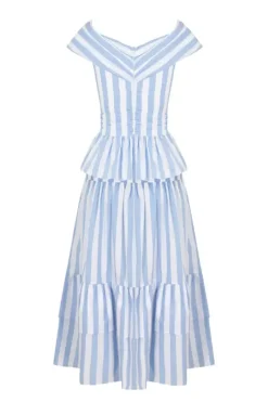 Aurelie Set in Blue & White Stripes