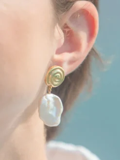 Azul Earrings in Gold & White