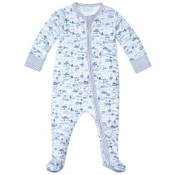 Baby Boats Zip Onesie in Blue