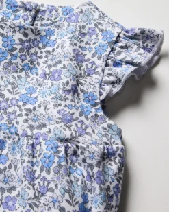 Baby Girl Pima Play Romper in Fleur d'Azur