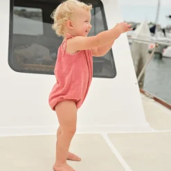 Baby Poppy Red French Terry Romper