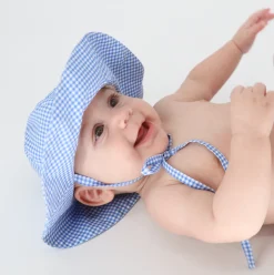 Baby Sky Blue Gingham Sun Hat
