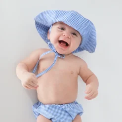 Baby Sky Blue Gingham Sun Hat