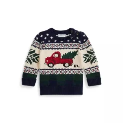 Baby Truck-Intarsia Cotton Sweater