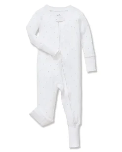 Baby’s Pima Peekaboo Romper in Grey Stars