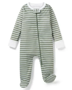 Baby’s Pima Romper in Sage Stripe