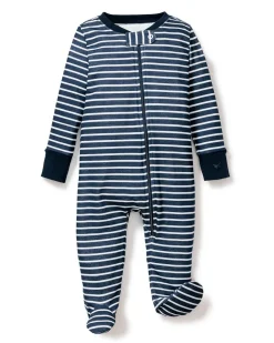 Baby’s Pima Snug Fit Romper in Navy Stripe