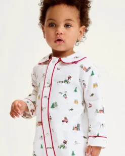 Baby's Twill Cambridge Romper in Holiday Town