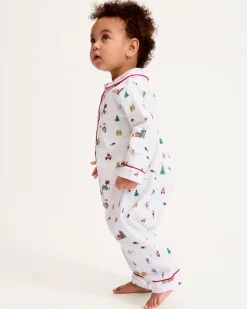 Baby's Twill Cambridge Romper in Holiday Town