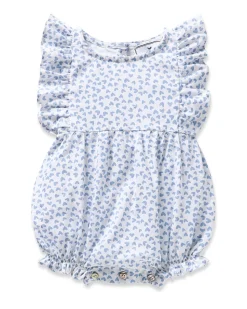 Baby’s Twill Ruffled Romper in Bluehearts
