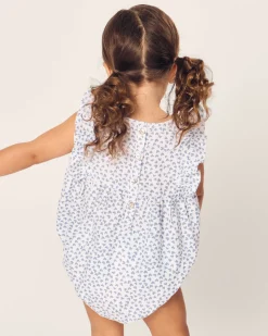 Baby’s Twill Ruffled Romper in Bluehearts