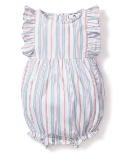 Baby’s Twill Ruffled Romper in Vintage French Stripes