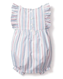 Baby’s Twill Ruffled Romper in Vintage French Stripes