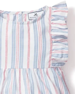 Baby’s Twill Ruffled Romper in Vintage French Stripes