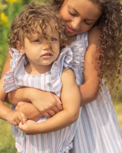 Baby’s Twill Ruffled Romper in Vintage French Stripes