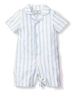Baby’s Twill Summer Romper in Periwinkle Stripe