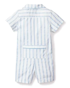 Baby’s Twill Summer Romper in Periwinkle Stripe
