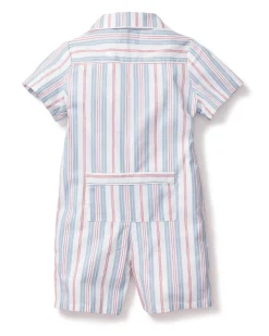 Baby’s Twill Summer Romper in Vintage French Stripes