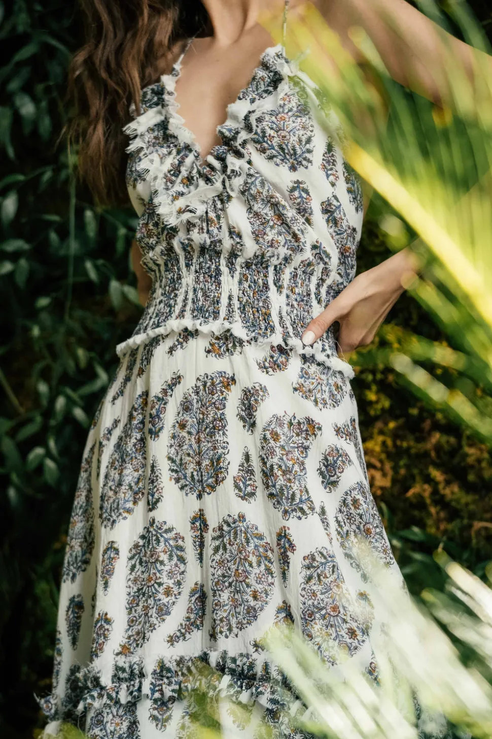 Bahar Ruffle Dress in Paisley Ghalamkar