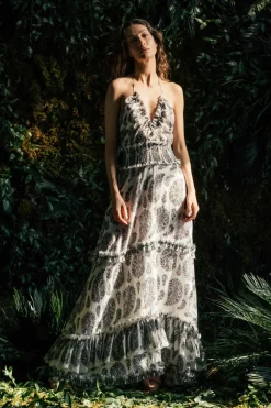 Bahar Ruffle Dress in Paisley Ghalamkar