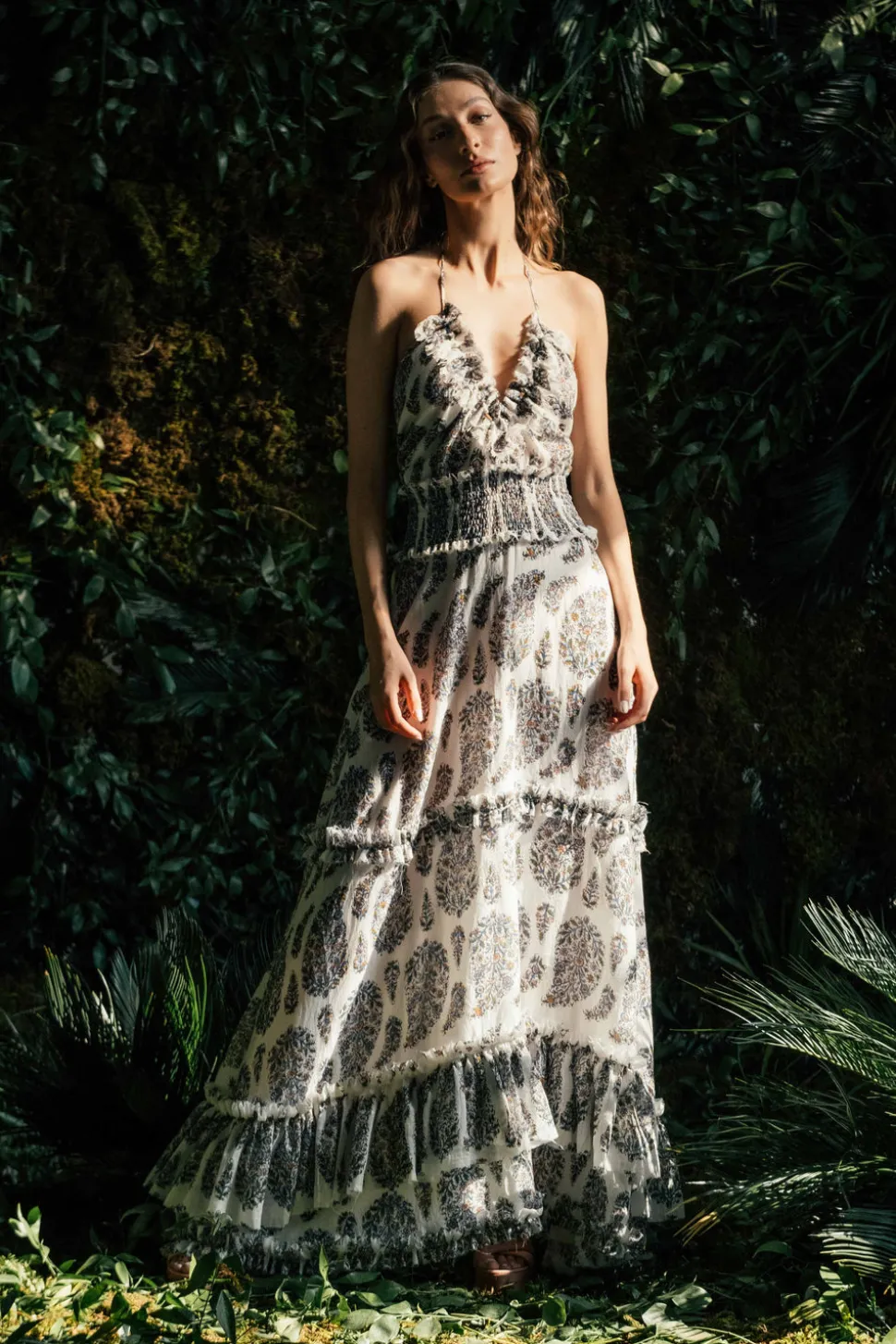 Bahar Ruffle Dress in Paisley Ghalamkar