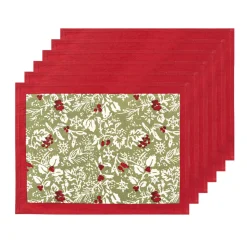 Baies de houx Mats in Red & Green, Set of 6