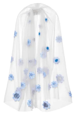 Bailey Blue Embroidered Blusher Veil