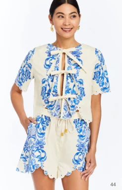 Baja Drawstring Shorts in Seashell Trellis