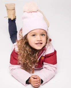 Ballerina Pink Knit Winter Hat with Faux Fur Pom