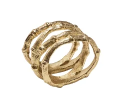 Bamboo Napkin Ring in Gold, Set of 4