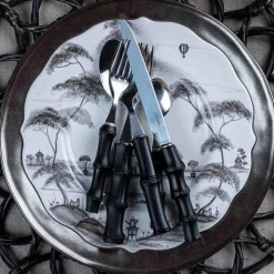 Bamboo 20-Piece Place Setting in Black