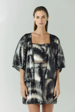 Baracoa Sequins Crop Top in Black