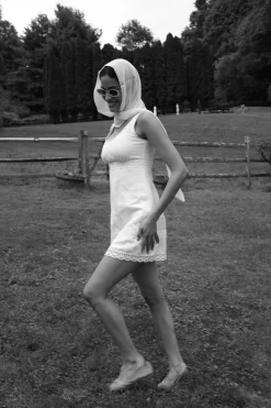 Bardot Dress in White Eyelet