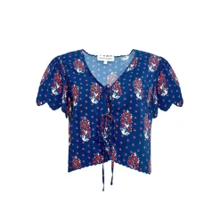Bardot Top in Fall Floral Navy