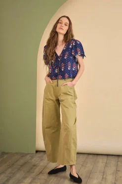 Bardot Top in Fall Floral Navy