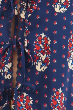 Bardot Top in Fall Floral Navy