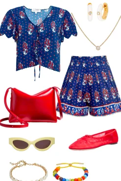 Bardot Top in Fall Floral Navy