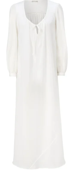 Bast Long Pearl Silk Cotton Sleep Shirt