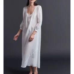 Bast Long Pearl Silk Cotton Sleep Shirt