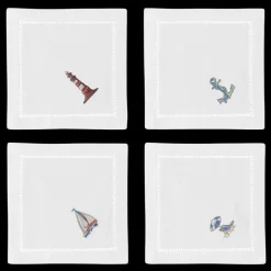Beach Scenes Cocktail Napkins, Mixed Set of 4