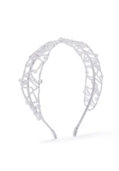 Beaded Lace Headband in Clear