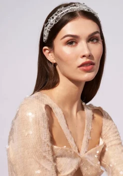 Beaded Lace Headband in Clear