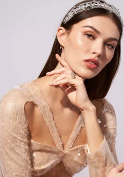 Beaded Lace Headband in Clear