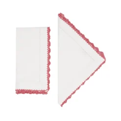 Beatrice Napkins in White and Pink, Set of 2
