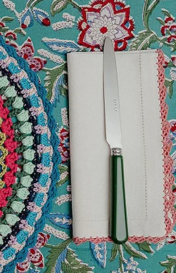 Beatrice Napkins in White and Pink, Set of 2