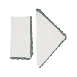 Beatrice Napkins in White and Green, Set of 2