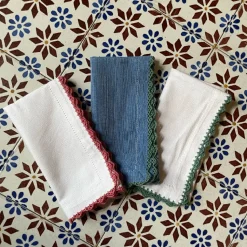 Beatrice Napkins in White and Green, Set of 2