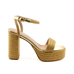 Becka Gold Raffia Platform