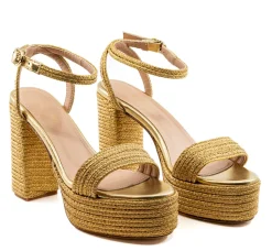 Becka Gold Raffia Platform
