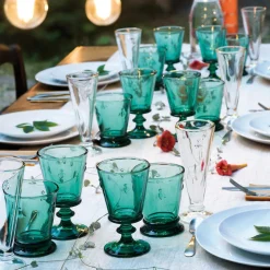 Bee Wine Glass in Emerald, Set of 6